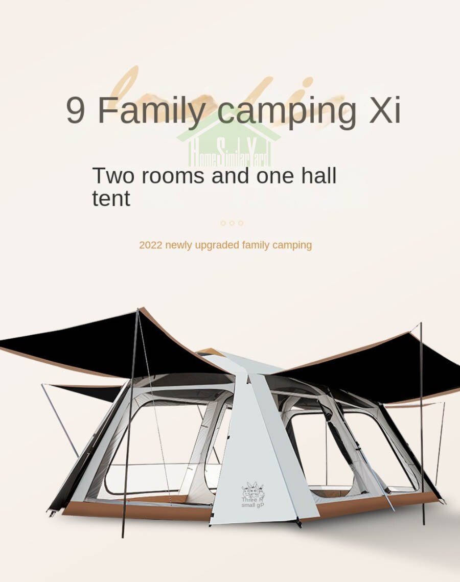 Cheap Goat Tents Outdoor Two Bedroom One Living Room Black Coated 5 8Person Tents Sun Shading Anti Ultraviolet Fishing Camping Automatic Tent   
